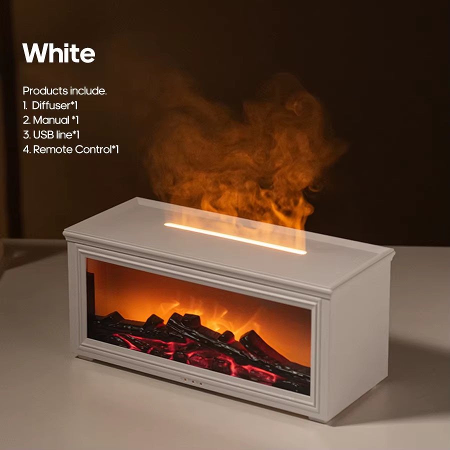 Transform Your Space with the Simulated Fireplace Flames Aroma Diffuser - Experience Relaxation with Essential Oils and Ultrasonic Humidification