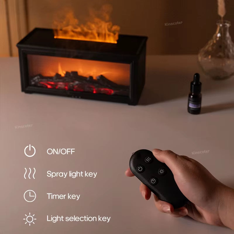 Transform Your Space with the Simulated Fireplace Flames Aroma Diffuser - Experience Relaxation with Essential Oils and Ultrasonic Humidification