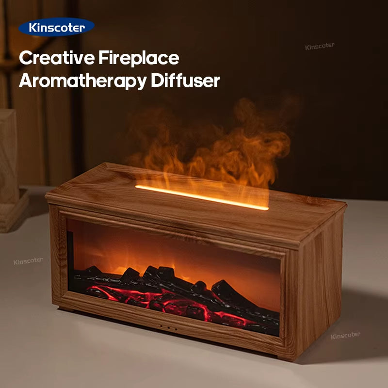 Transform Your Space with the Simulated Fireplace Flames Aroma Diffuser - Experience Relaxation with Essential Oils and Ultrasonic Humidification