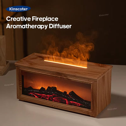Transform Your Space with the Simulated Fireplace Flames Aroma Diffuser - Experience Relaxation with Essential Oils and Ultrasonic Humidification