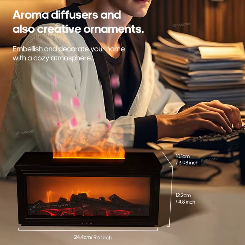 Transform Your Space with the Simulated Fireplace Flames Aroma Diffuser - Experience Relaxation with Essential Oils and Ultrasonic Humidification