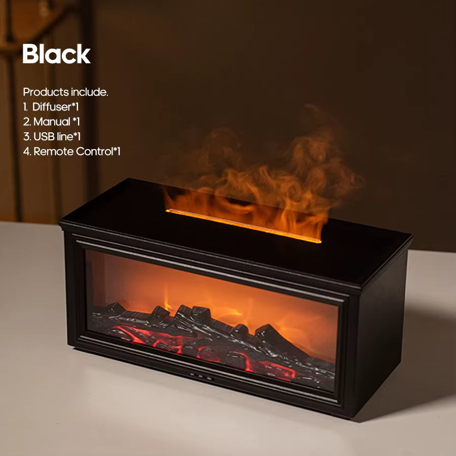 Transform Your Space with the Simulated Fireplace Flames Aroma Diffuser - Experience Relaxation with Essential Oils and Ultrasonic Humidification