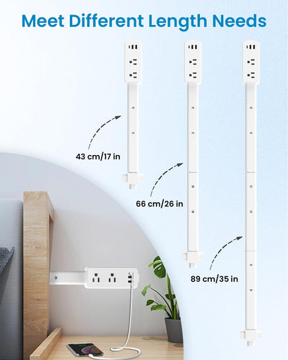 Transform Your Space with Our Versatile Electrical Outlet Extender Stick - Features 2 USB-A, 1 USB-C, and 2 AC Outlets, Adjustable Height, and 360° Rotating Access!
