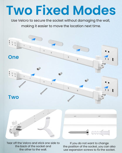 Transform Your Space with Our Versatile Electrical Outlet Extender Stick - Features 2 USB-A, 1 USB-C, and 2 AC Outlets, Adjustable Height, and 360° Rotating Access!