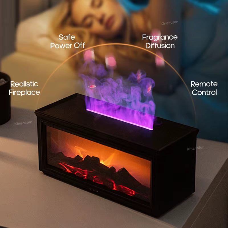 Transform Your Space with the Simulated Fireplace Flames Aroma Diffuser - Experience Relaxation with Essential Oils and Ultrasonic Humidification