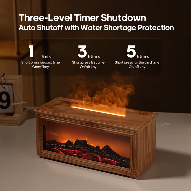 Transform Your Space with the Simulated Fireplace Flames Aroma Diffuser - Experience Relaxation with Essential Oils and Ultrasonic Humidification