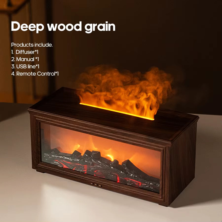 Transform Your Space with the Simulated Fireplace Flames Aroma Diffuser - Experience Relaxation with Essential Oils and Ultrasonic Humidification