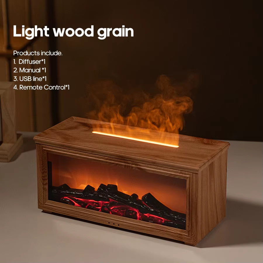Transform Your Space with the Simulated Fireplace Flames Aroma Diffuser - Experience Relaxation with Essential Oils and Ultrasonic Humidification