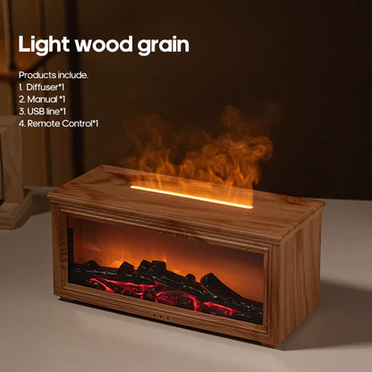 Transform Your Space with the Simulated Fireplace Flames Aroma Diffuser - Experience Relaxation with Essential Oils and Ultrasonic Humidification