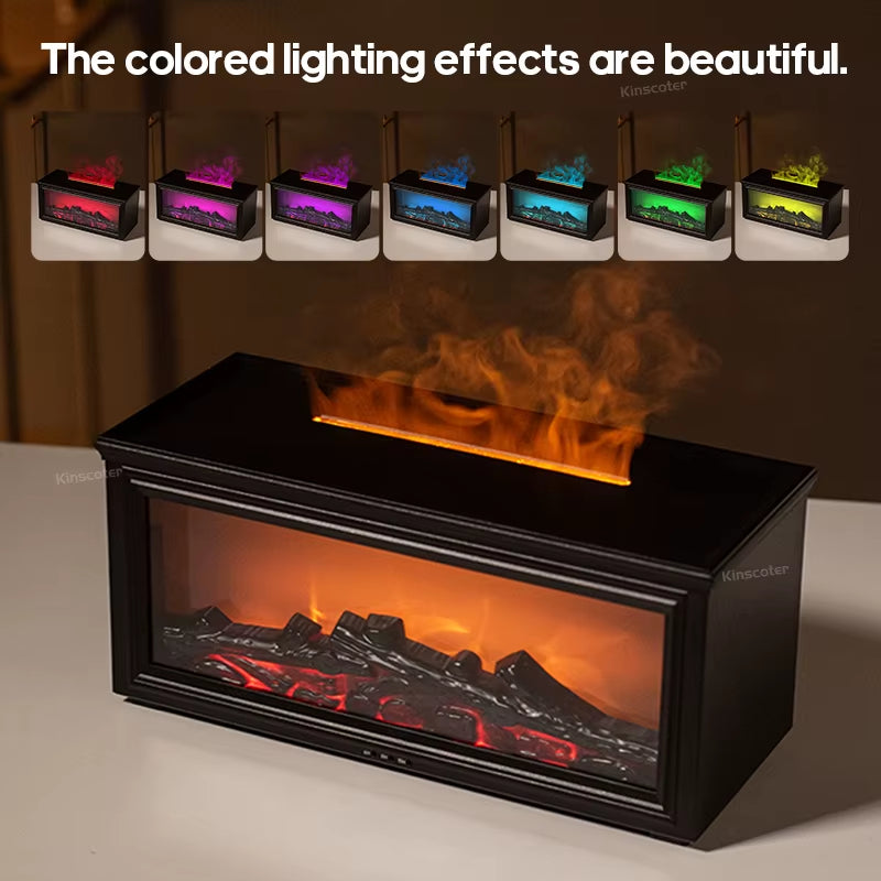 Transform Your Space with the Simulated Fireplace Flames Aroma Diffuser - Experience Relaxation with Essential Oils and Ultrasonic Humidification
